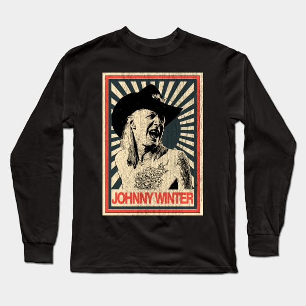 Vintage Poster Johnny Winter Tatto Long Sleeve T-Shirt by Odd Even